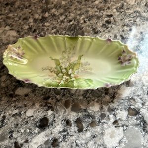 Silesien Germany hand painted Lily of the Valley oval dish